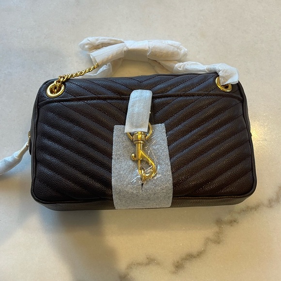 SOLD!!!!! NWT REBECCA MINKOFF EDIE ZIP SHOULDER LEATHER BAG IN CIGARO - Picture 8 of 12